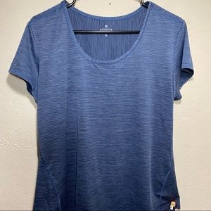 Athleta Size XL  Shadow Stripe Chi Tee Short Sleeve Unstinkable Shirt Royal Blue